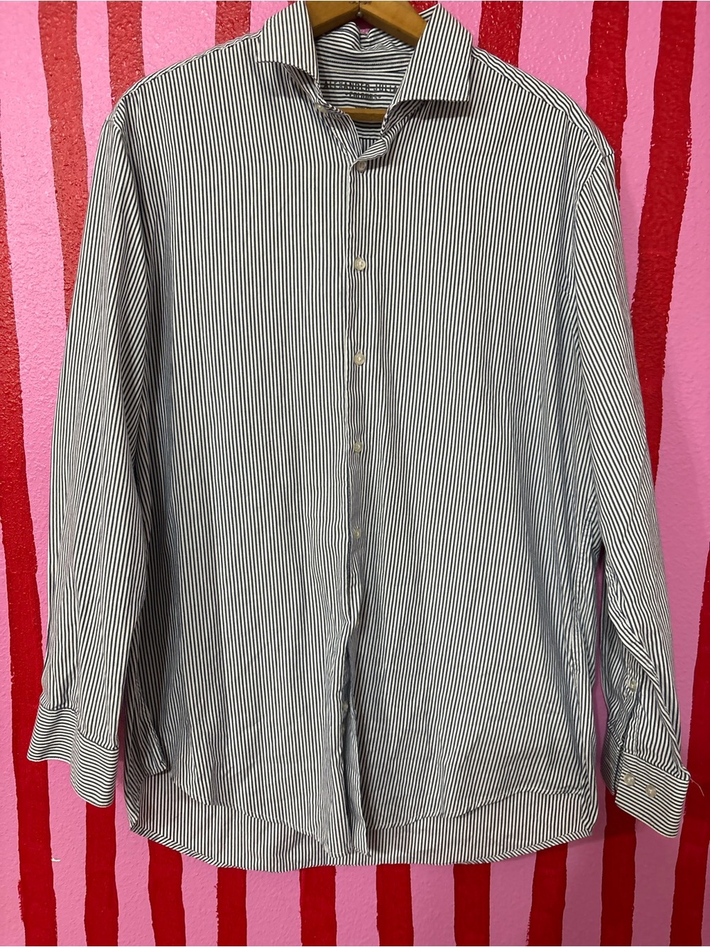Alexander Julian Gray and White Pinstripe Dress Shirt